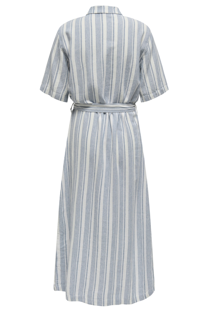 ONLCARO S/S LINEN BL BELT DRESS CC 15338884 Coronet Blue/BRIGHT WHITE